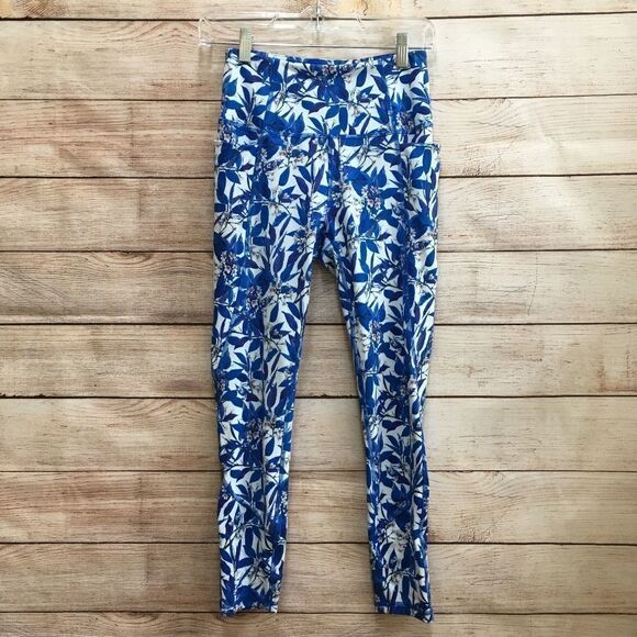 GOTTEX LEGGINGS IN BLUE AND WHITE FLORAL PRINT - Picture 1 of 5